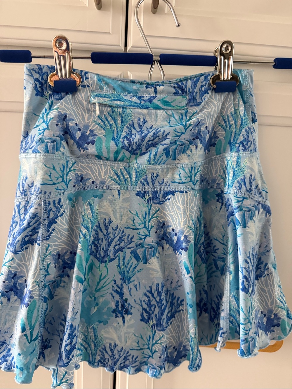 Gottex Light Blue & Teal Coral-Print Flared Tennis Skirt